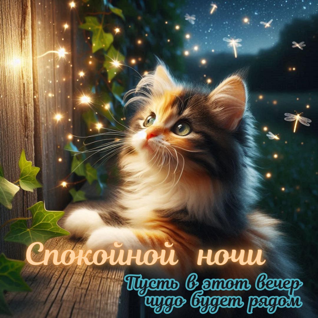 Открытка спокойной летней ночи.