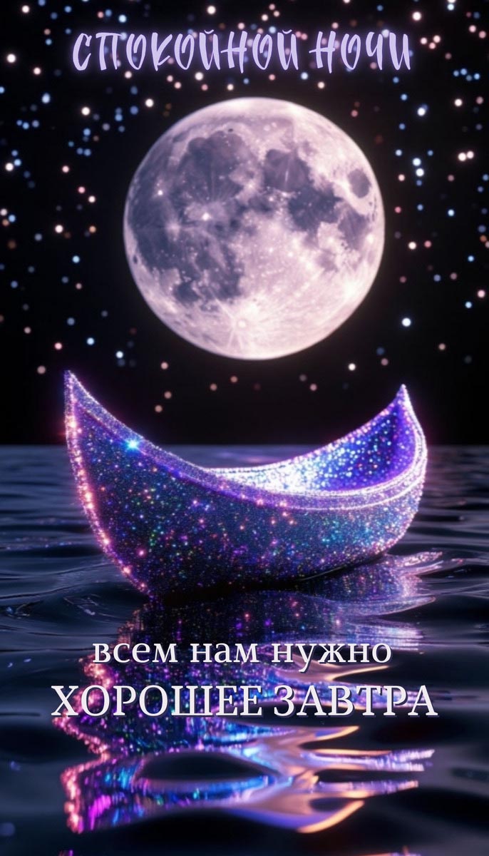 Открытка спокойной летней ночи.