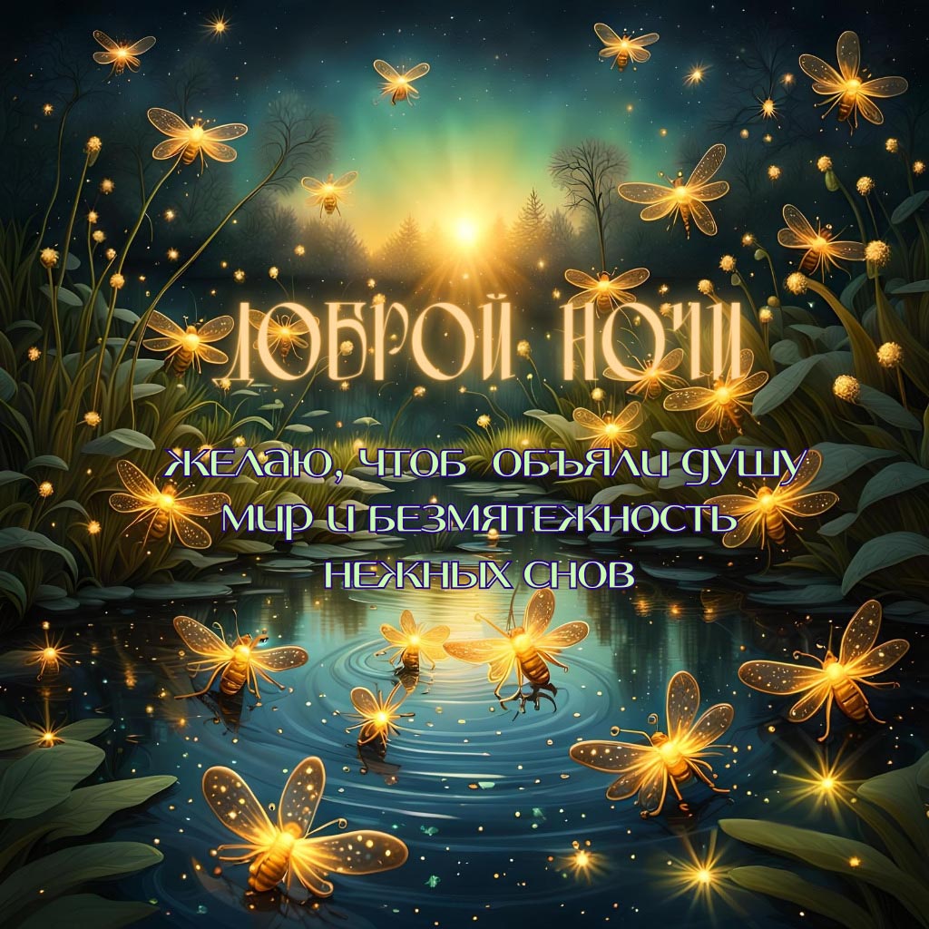 Открытка спокойной летней ночи.