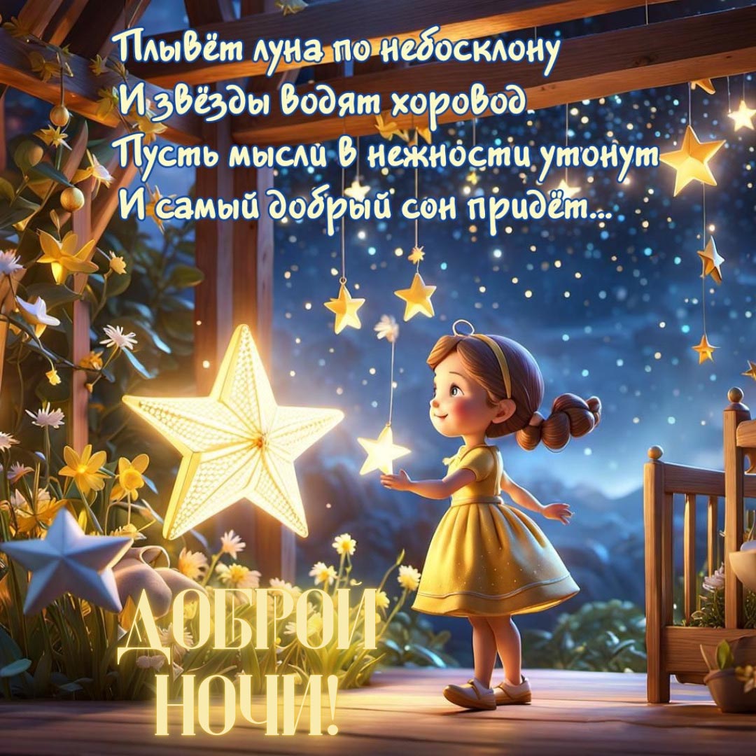 Открытка спокойной летней ночи.