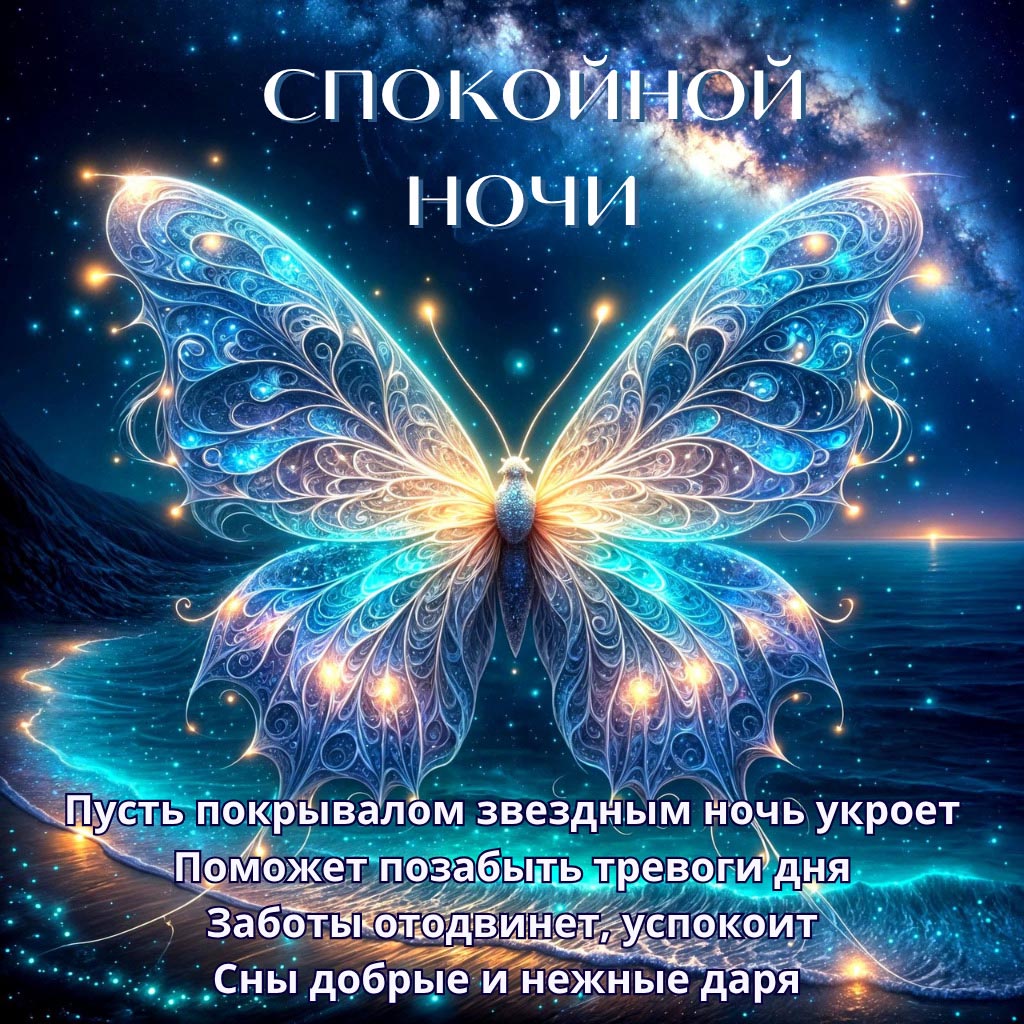 Открытка спокойной летней ночи.