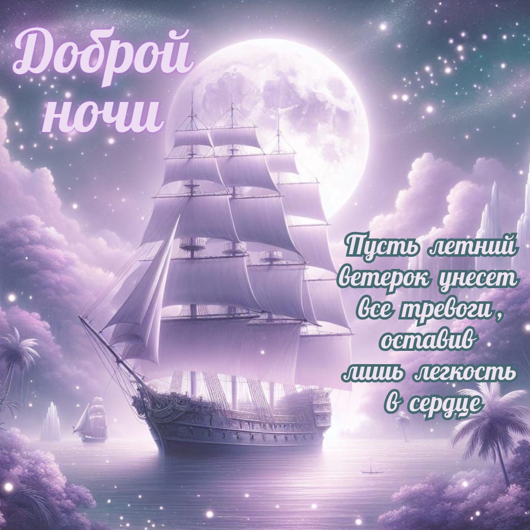 Открытка спокойной летней ночи.