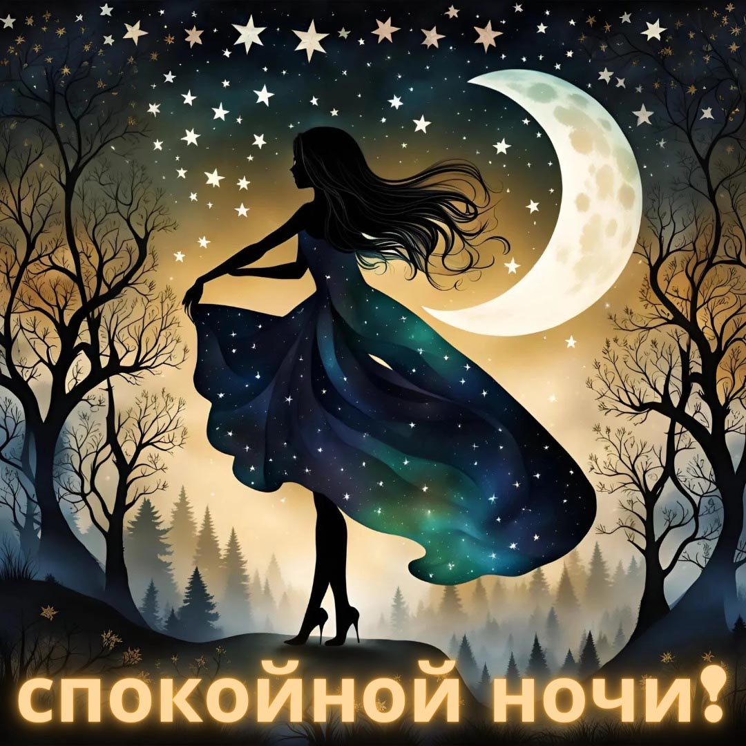 Открытка спокойной ночи.