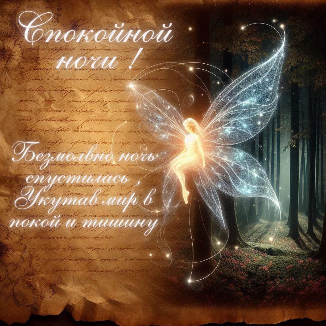 Открытка спокойной ночи.