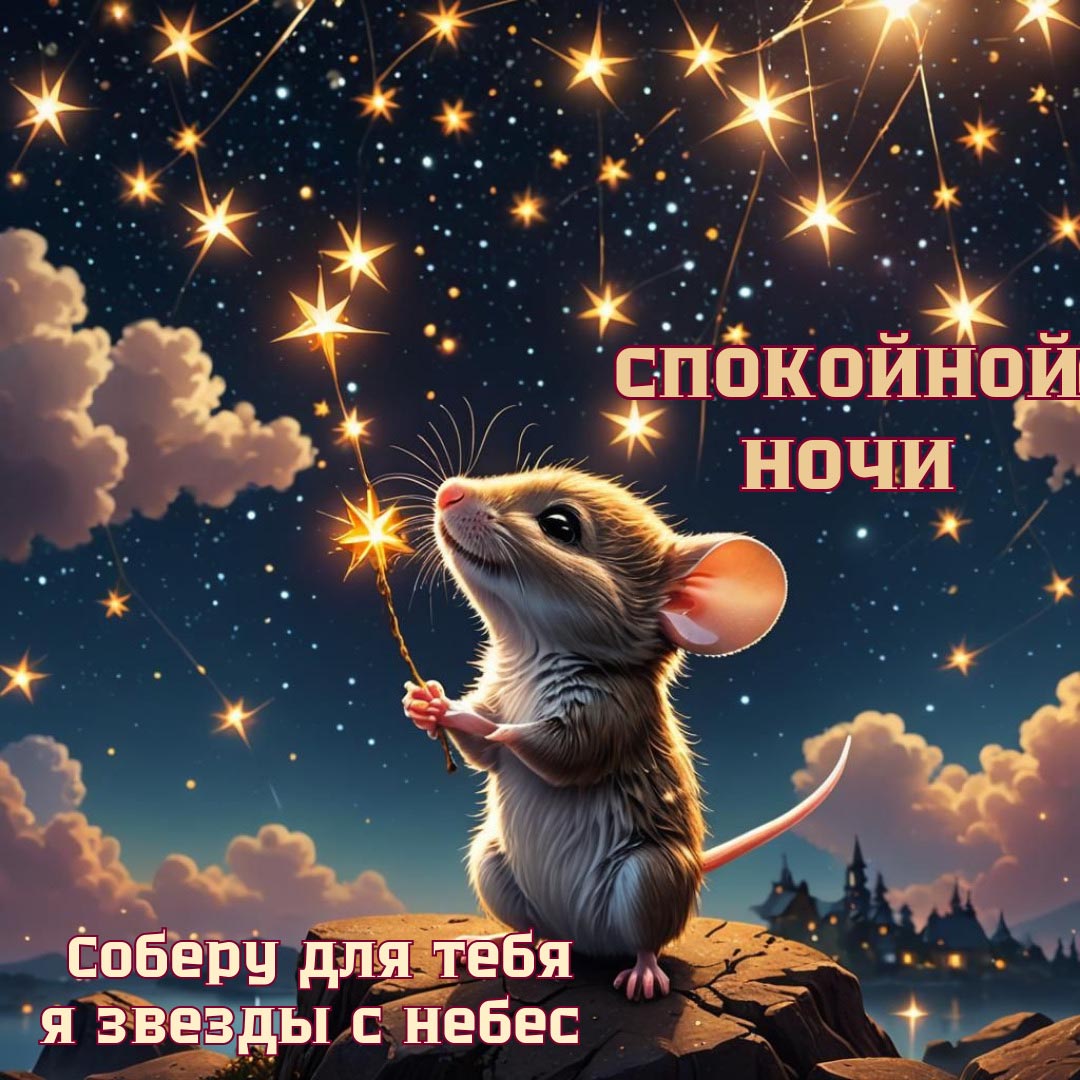 Открытка спокойной ночи.