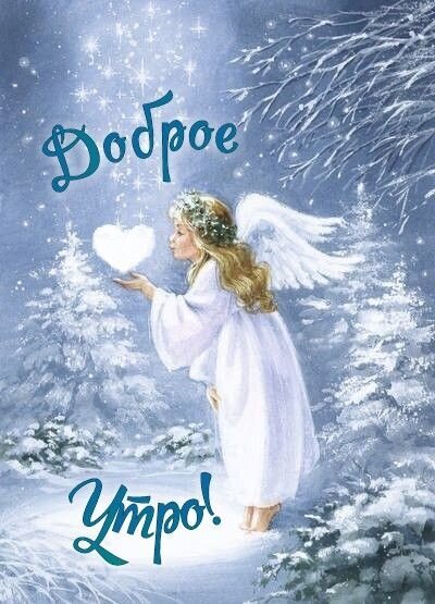 Сказочная открытка «Доброе утро!» с ангелом и светящимся сердцем в заснеженном лесу. Волшебная зимняя картинка для добрых пожеланий. Открытка Доброе Утро Красивая поздравительная открытка с изображением ангела в зимнем лесу. Маленький ангел в белом одеянии держит в руках светящееся сердце на фоне заснеженных елей и мерцающих звезд. На картинке надпись на русском языке: «Доброе утро!» Сказочная открытка «Доброе утро!» с ангелом и светящимся сердцем в заснеженном лесу. Волшебная зимняя картинка для добрых пожеланий. Открытка Доброе Утро Красивая поздравительная открытка с изображением ангела в зимнем лесу. Маленький ангел в белом одеянии держит в руках светящееся сердце на фоне заснеженных елей и мерцающих звезд. На картинке надпись на русском языке: «Доброе утро!»
