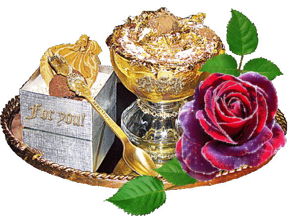 Роскошный набор шоколадных трюфелей в золотой чаше и коробочке For you с красной розой. Изысканный десерт и идея для романтического подарка. Анимированная открытка For DOU! самое дорогое мороженое Элегантная композиция, включающая изысканные шоколадные трюфели, поданные в золотой чаше и декоративной коробочке с надписью 