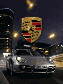 Ночной город и легендарный автомобиль Porsche. Эстетика роскоши, золотой герб бренда и огни мегаполиса. Премиальный стиль в одном кадре. Анимированная открытка Машина анимации авто Стильное ночное изображение автомобиля Porsche на фоне городского пейзажа с высотными зданиями. В центре композиции крупным планом расположен золотой герб Porsche. Снимок передает атмосферу скорости, роскоши и премиального стиля ночного мегаполиса с огнями города и динамичным освещением
