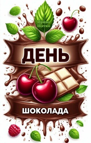 Праздничная иллюстрация к Дню шоколада: брызги шоколада, сочная вишня, малина, мята и надпись «День шоколада». Идеально для открыток и соцсетей. Открытка День шоколада Аппетитное и яркое праздничное изображение к Дню шоколада. На картинке представлен аппетитный шоколадный фон с брызгами, сочными спелыми вишнями, малиной и свежими зелеными листьями мяты. В центре композиции — стильная надпись на русском языке «ДЕНЬ ШОКОЛАДА» на фоне плавленого шоколада и кусочков белого шоколада