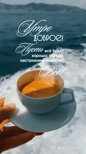 Красивое пожелание доброго утра с чашкой кофе на фоне морских волн. Текст: «Пусть все будет хорошо: погода, настроение, новости!». Эстетичная открытка для сторис. Анимированная открытка Утро доброе! Пусть все будет хорошо: погода, настроение, новости! Все! Эстетичное вертикальное изображение с пожеланием доброго утра. На переднем плане рука держит чашку ароматного кофе в белой керамической посуде на фоне морских волн. Поверх фото наложен красивый каллиграфический текст на русском языке: «Утро доброе! Пусть все будет хорошо: погода, настроение, новости! Все!». Атмосферный кадр в светлых тонах, передающий спокойствие, уют и позитивный настрой раннего утра у моря Красивое пожелание доброго утра с чашкой кофе на фоне морских волн. Текст: «Пусть все будет хорошо: погода, настроение, новости!». Эстетичная открытка для сторис. Анимированная открытка Утро доброе! Пусть все будет хорошо: погода, настроение, новости! Все! Эстетичное вертикальное изображение с пожеланием доброго утра. На переднем плане рука держит чашку ароматного кофе в белой керамической посуде на фоне морских волн. Поверх фото наложен красивый каллиграфический текст на русском языке: «Утро доброе! Пусть все будет хорошо: погода, настроение, новости! Все!». Атмосферный кадр в светлых тонах, передающий спокойствие, уют и позитивный настрой раннего утра у моря