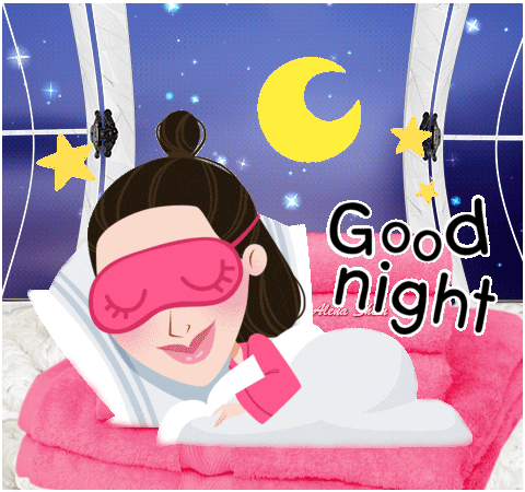 Уютная иллюстрация Good night: спящая девушка в розовой маске на фоне ночного неба с луной и звездами. Идеально для пожеланий спокойной ночи. Анимированная открытка Доброй ночи! Милая и уютная иллюстрация с надписью Good night (Спокойной ночи). На картинке изображена спящая девушка в розовой маске для сна, отдыхающая на мягкой подушке и розовом одеяле. На заднем плане виден ночной пейзаж через окно: темно-синее звездное небо с ярким желтым полумесяцем и сияющими звездами Уютная иллюстрация Good night: спящая девушка в розовой маске на фоне ночного неба с луной и звездами. Идеально для пожеланий спокойной ночи. Анимированная открытка Доброй ночи! Милая и уютная иллюстрация с надписью Good night (Спокойной ночи). На картинке изображена спящая девушка в розовой маске для сна, отдыхающая на мягкой подушке и розовом одеяле. На заднем плане виден ночной пейзаж через окно: темно-синее звездное небо с ярким желтым полумесяцем и сияющими звездами