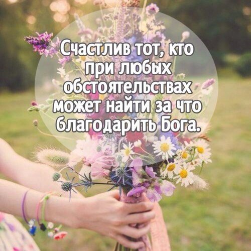 Вдохновляющая цитата о счастье и благодарности Богу на фоне нежного букета полевых цветов. Красивая картинка для соцсетей и мотивации. Открытка Найти за что благодарить бога Красивая вдохновляющая картинка с букетом полевых цветов и мотивирующей цитатой на русском языке: Счастлив тот, кто при любых обстоятельствах может найти за что благодарить Бога. На изображении нежные полевые цветы (ромашки, лаванда, колокольчики) в руках девушки на фоне размытого летнего пейзажа Вдохновляющая цитата о счастье и благодарности Богу на фоне нежного букета полевых цветов. Красивая картинка для соцсетей и мотивации. Открытка Найти за что благодарить бога Красивая вдохновляющая картинка с букетом полевых цветов и мотивирующей цитатой на русском языке: Счастлив тот, кто при любых обстоятельствах может найти за что благодарить Бога. На изображении нежные полевые цветы (ромашки, лаванда, колокольчики) в руках девушки на фоне размытого летнего пейзажа