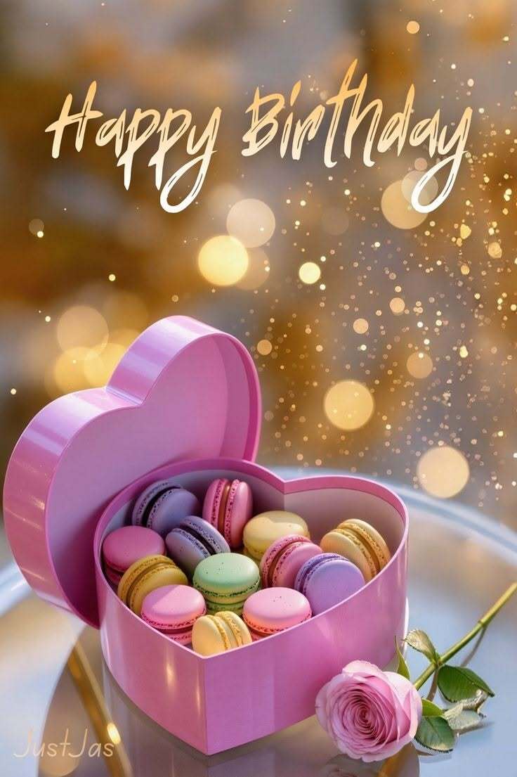 Открытка с днем рождения. Happy Berthday. Роза, сладости.