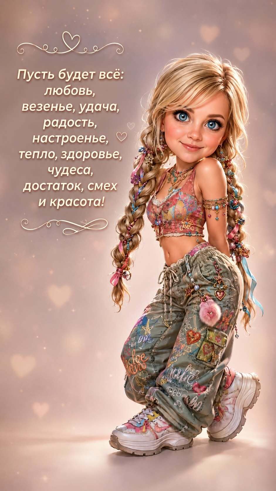 Открытка с днем рождения подруга. Пожелание и милая девочка.