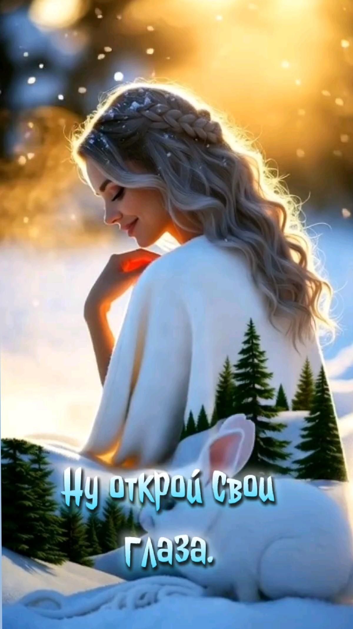 Открытка на Зиму. с добрым утром юморное видео открытки на каждый день, смех без правил с добрым утром юморное видео приколы про телепатов открытки на каждый день, смех без правил a woman sitting in the snow next to a white bear with trees on it's back