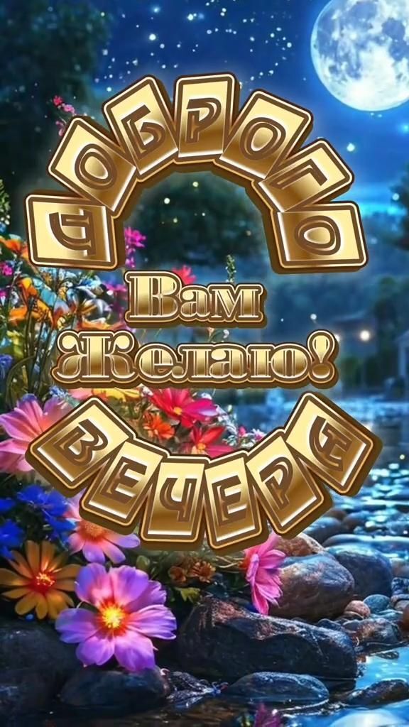 Открытка добрый вечер. ❤️🙏Добрый вечер the logo for an upcoming game called berylo, with flowers and rocks in front of