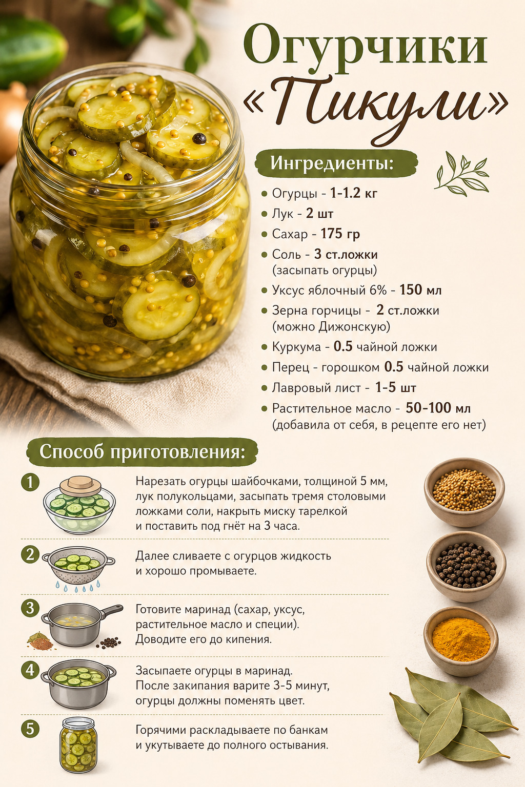 Пожелания на каждый день. Рецепт Огурчики Пикули.