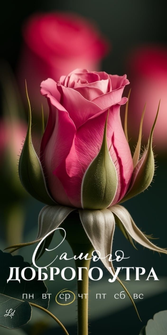 Открытка на среду. a pink rose with the words russian on it