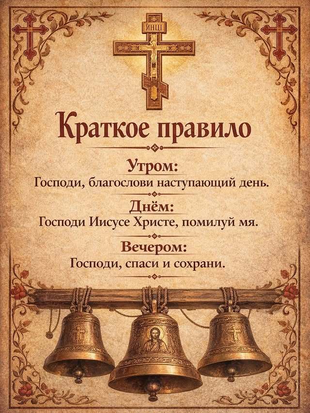 Открытка христианская. Краткое правило.