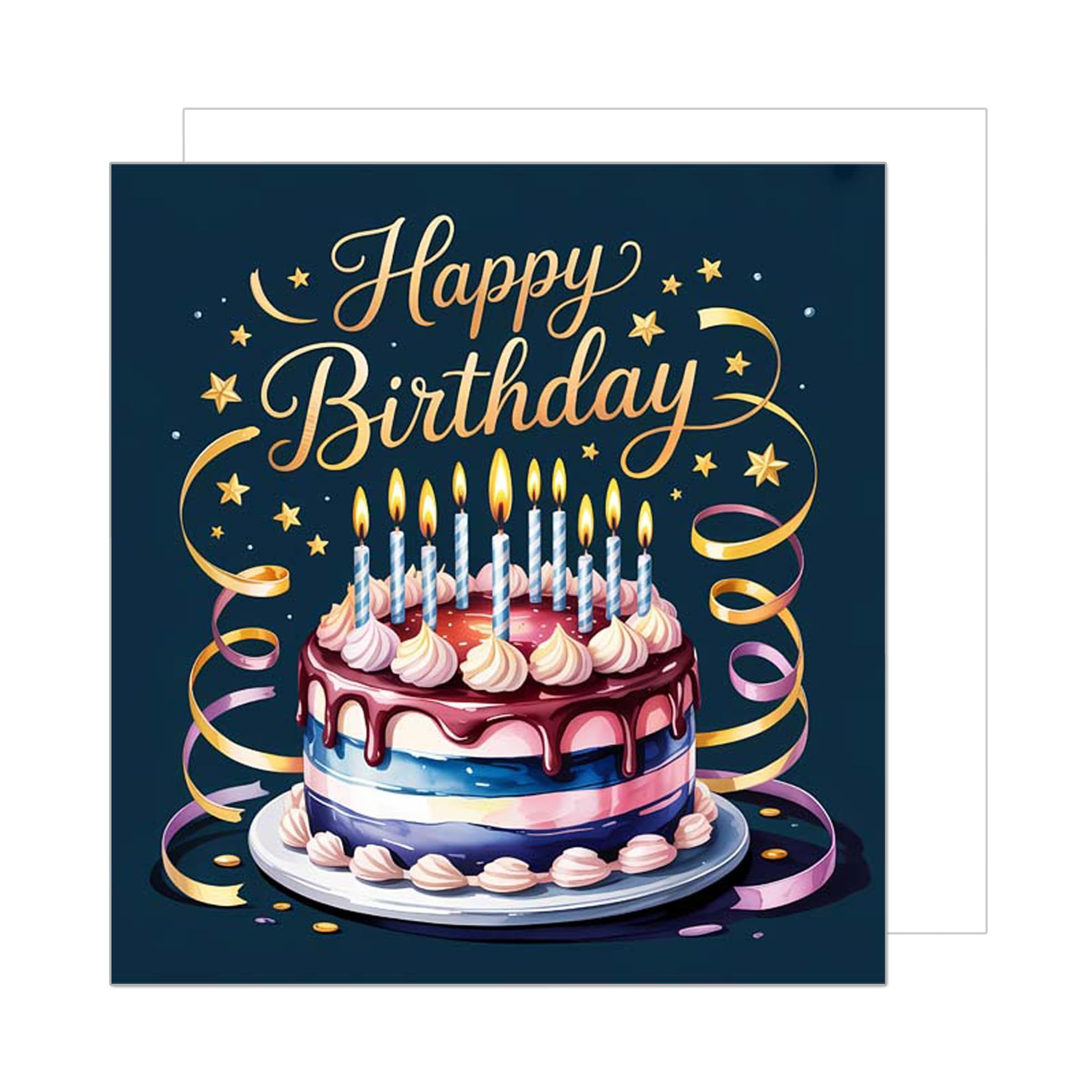 Открытка с днем рождения. Incomparable: a high-quality designer premium greeting card for the highest demands. Beautiful card that expresses a special appreciation. a birthday card with a cake and candles Открытка с днем рождения. Incomparable: a high-quality designer premium greeting card for the highest demands. Beautiful card that expresses a special appreciation. a birthday card with a cake and candles