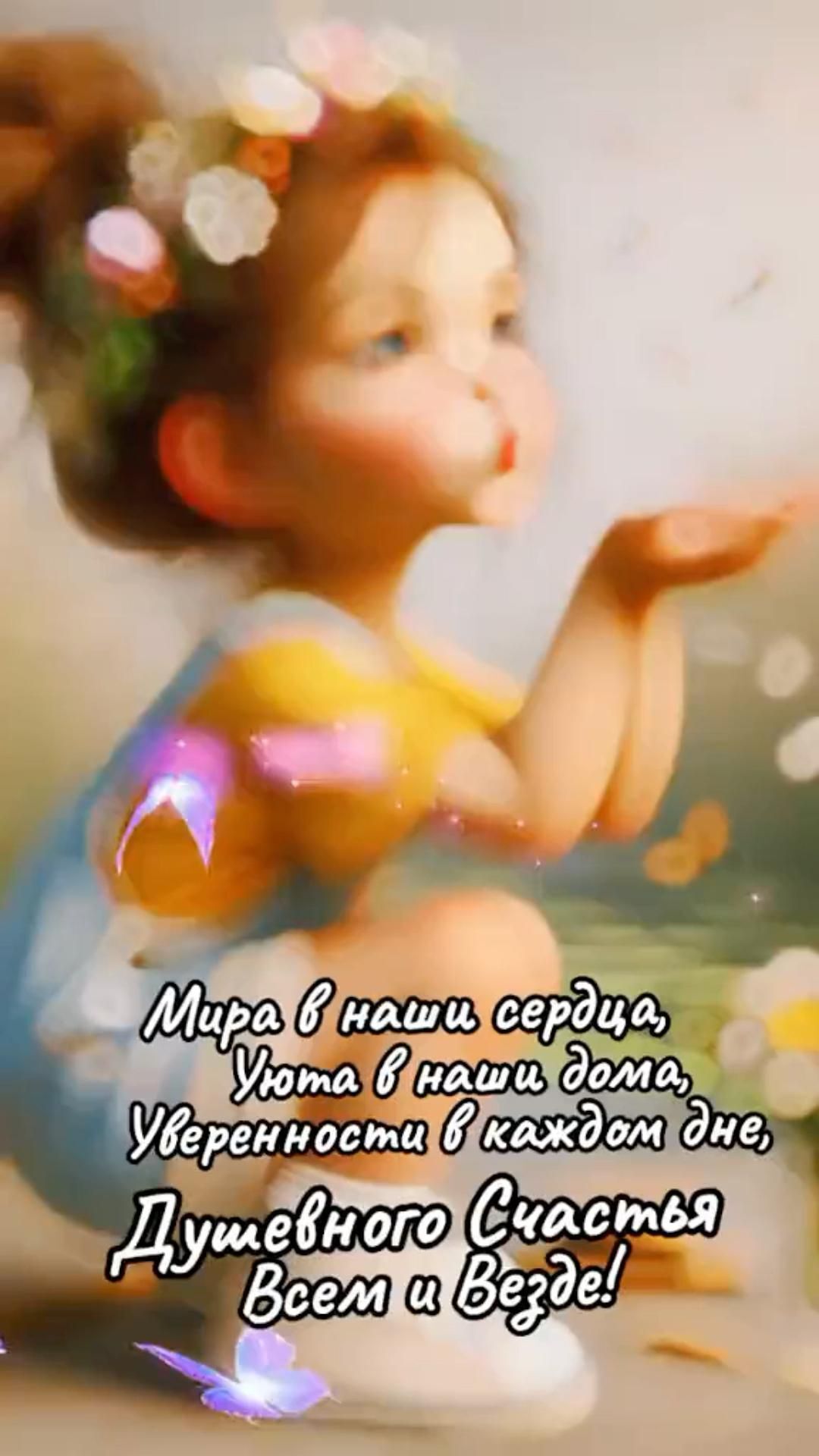 Открытка хорошего дня и настроения. Мира в наши сердца, уюта в наши дома, уверенности в каждом дне, душевного счастья всем и везде!