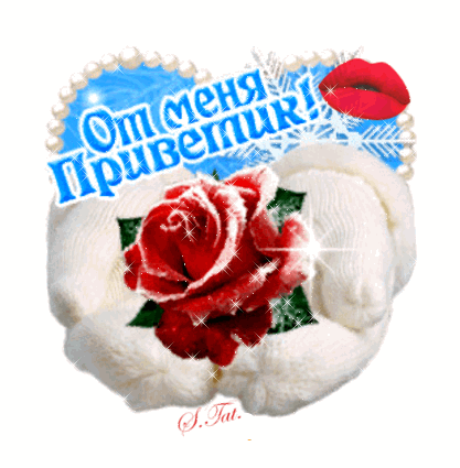 Красивая открытка-сердце с надписью «От меня Приветик!», красной розой и жемчугом. Милое приветствие для WhatsApp, Viber и соцсетей. Анимированная открытка От меня приветик! Красивая праздничная открытка в форме сердца с надписью «От меня Приветик!». Композиция включает пышную красную розу, белые жемчужные бусы, сверкающие снежинки и эффектные красные губы. Идеально подходит для отправки в мессенджерах (WhatsApp, Viber) и социальных сетях в качестве милого приветствия, пожелания доброго утра или романтического знака внимания для близких и друзей