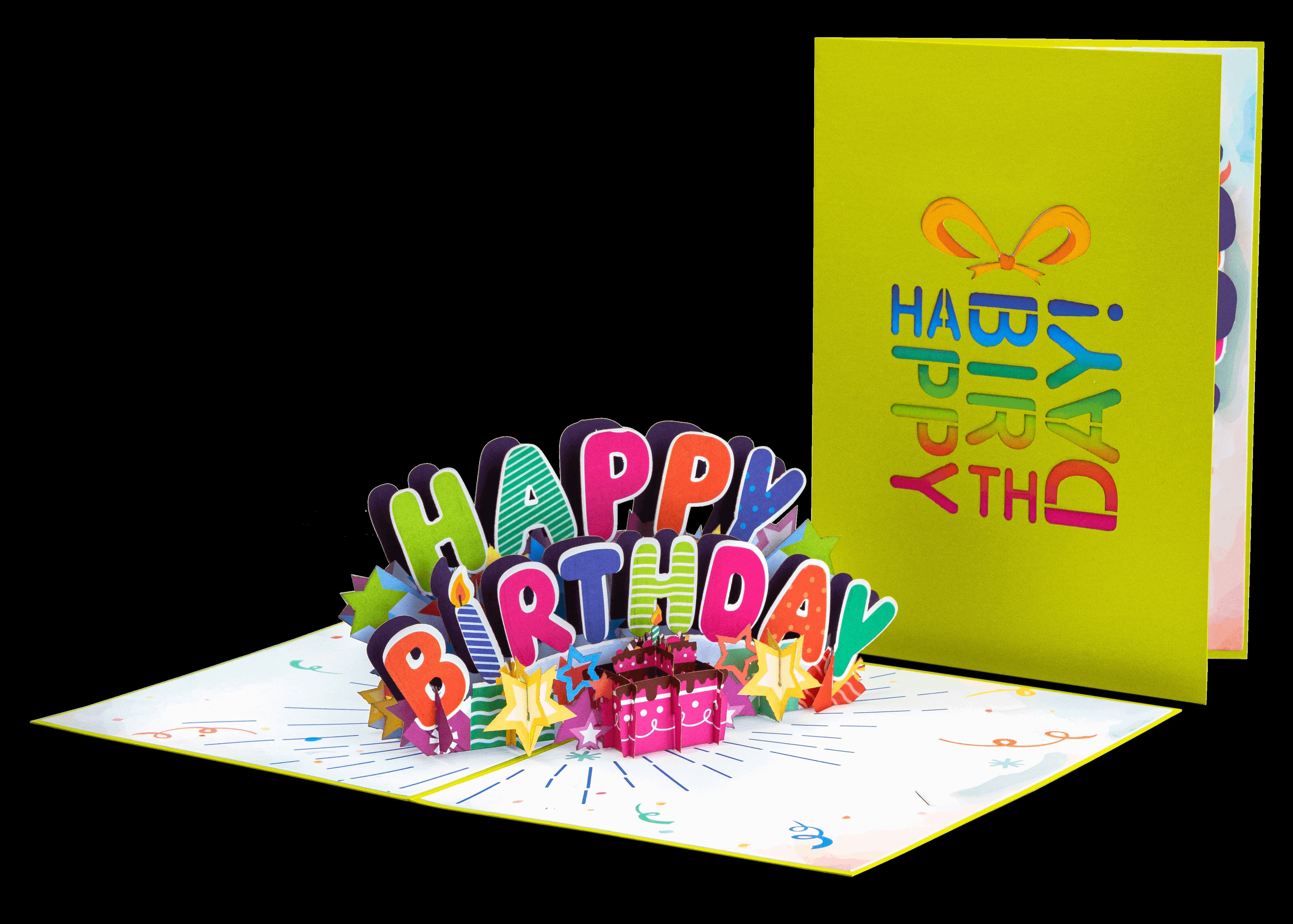 Открытка с днем рождения. The Happy Birthday Pop-Up Card features the words 