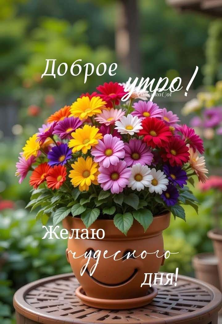 Открытка с добрым утром. Красивые яркие цветы. Желаю чудесного дня! Открытка с добрым утром. Красивые яркие цветы. Желаю чудесного дня!
