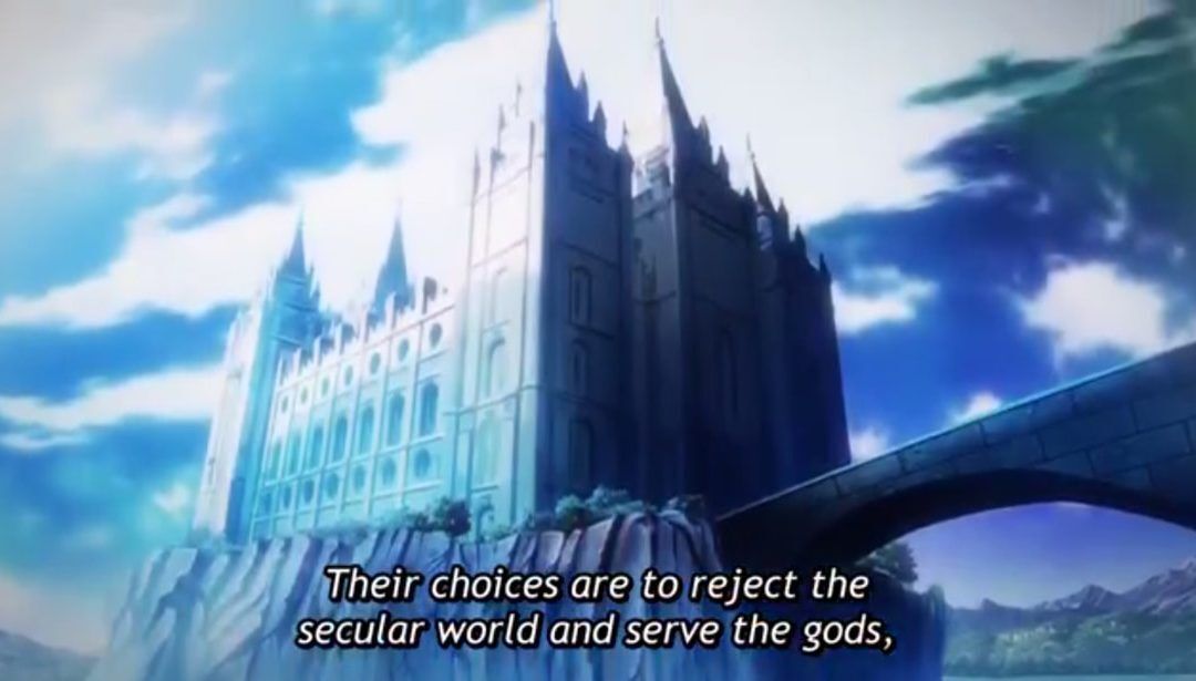 Пожелания на каждый день. Salt Lake Temple Makes Surprising Appearance as 'Home of the gods' in a Japanese Anime an anime scene with the words, their choices are to reflect the peculiar world and serve the goods