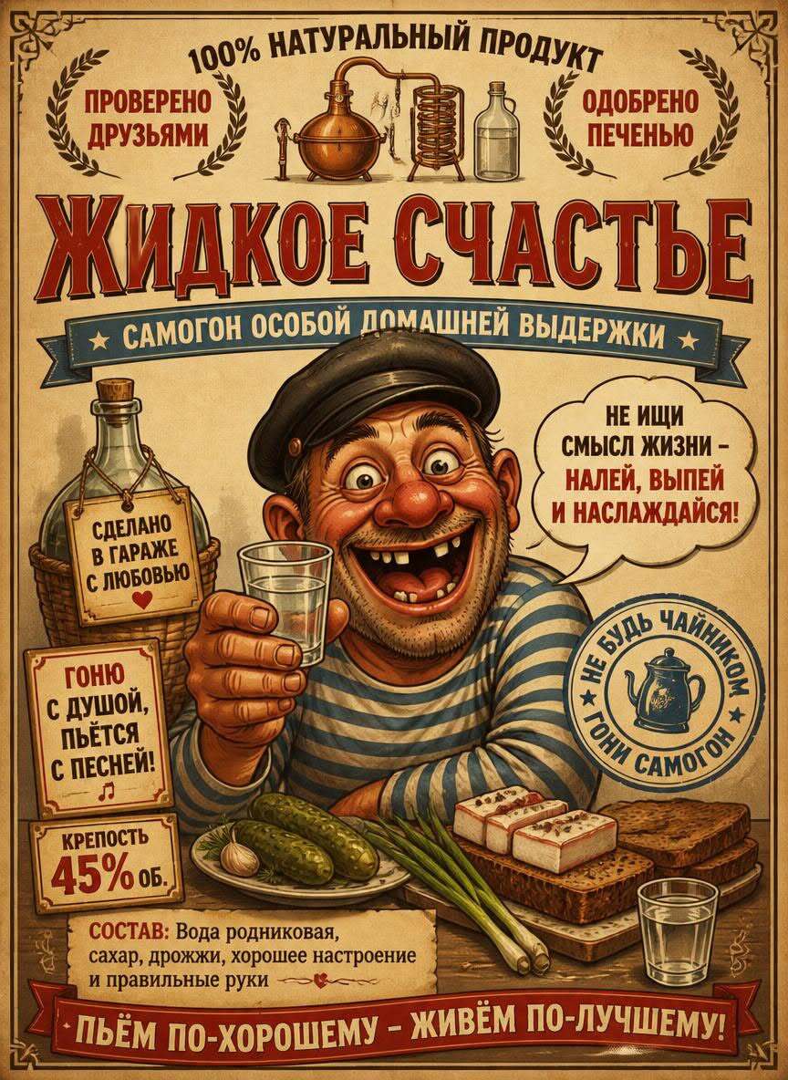 Открытка на пятницу. Про самогон.