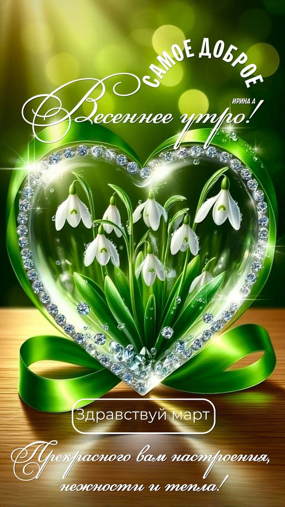 Открытка на первый день весны. Здравствуй, март.