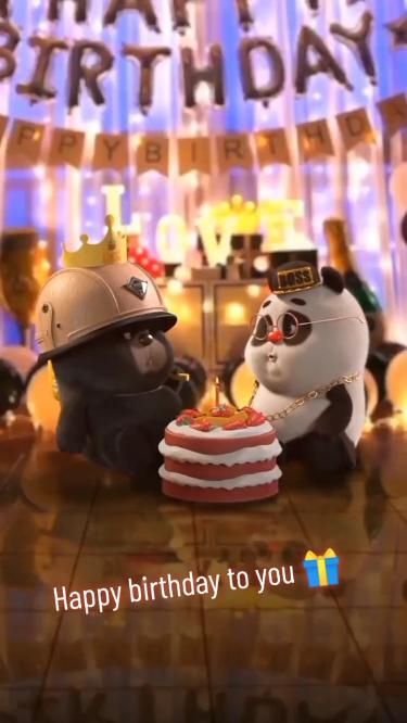 Открытка Прикольные с днем рождения. happy birthday to you from the pandas and friends in this animated scene, they are celebrating