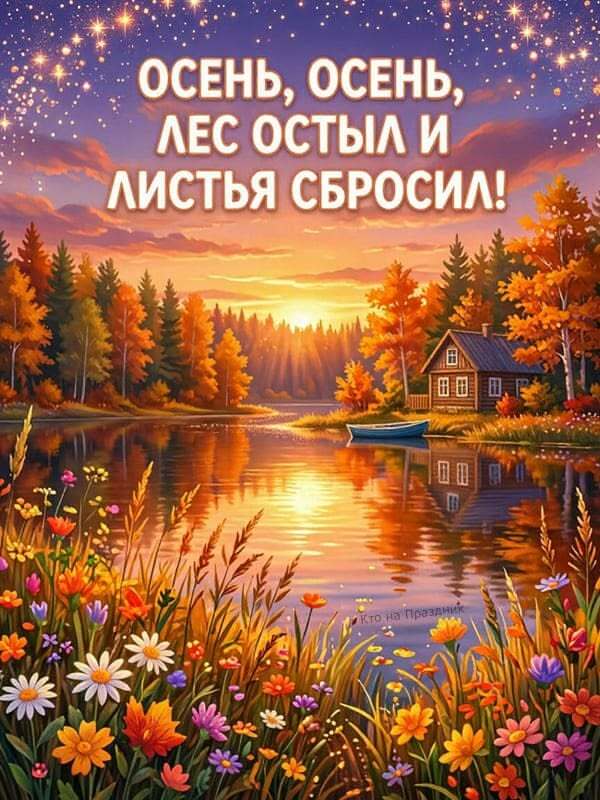 Открытка на осень. Лес остыл и листья сбросил.