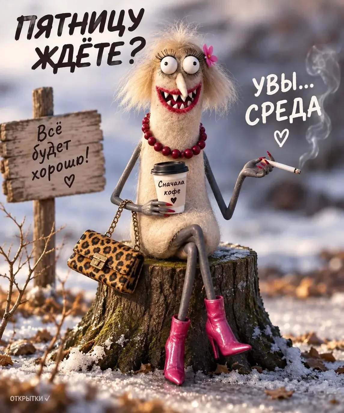 Открытка на среду. Пятницу ждете? Увы... среда