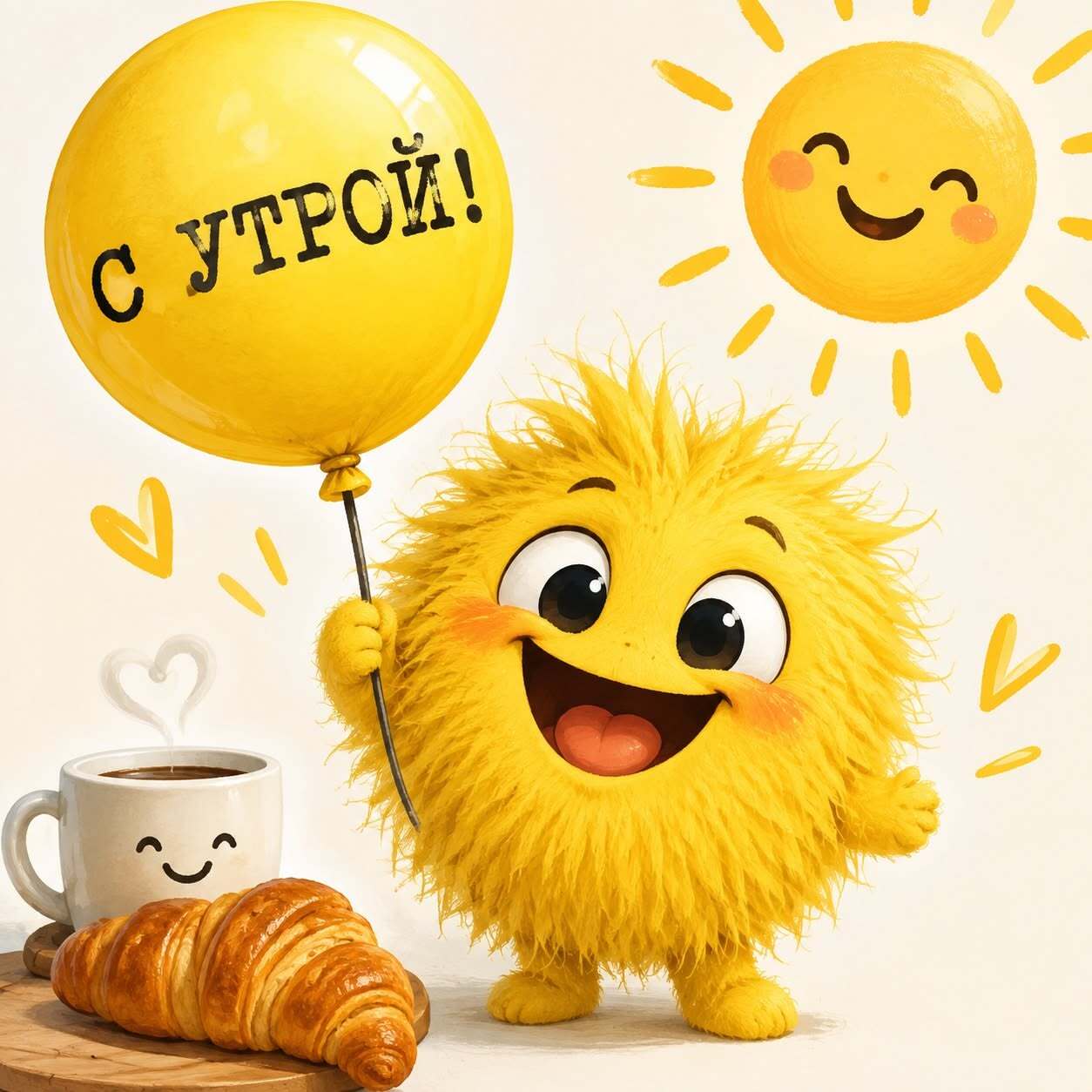 Открытка с добрым утром. Пушистый смайлик. Открытка с добрым утром. Пушистый смайлик.