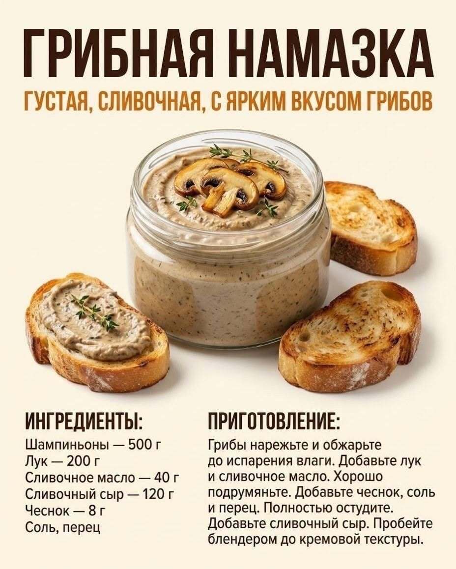 Рецепт грибной намазки.