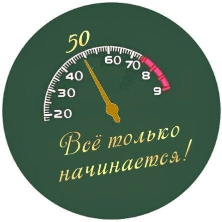 Открытка с днем рождения 50 лет юбилей. a green clock with the words be movable in russian