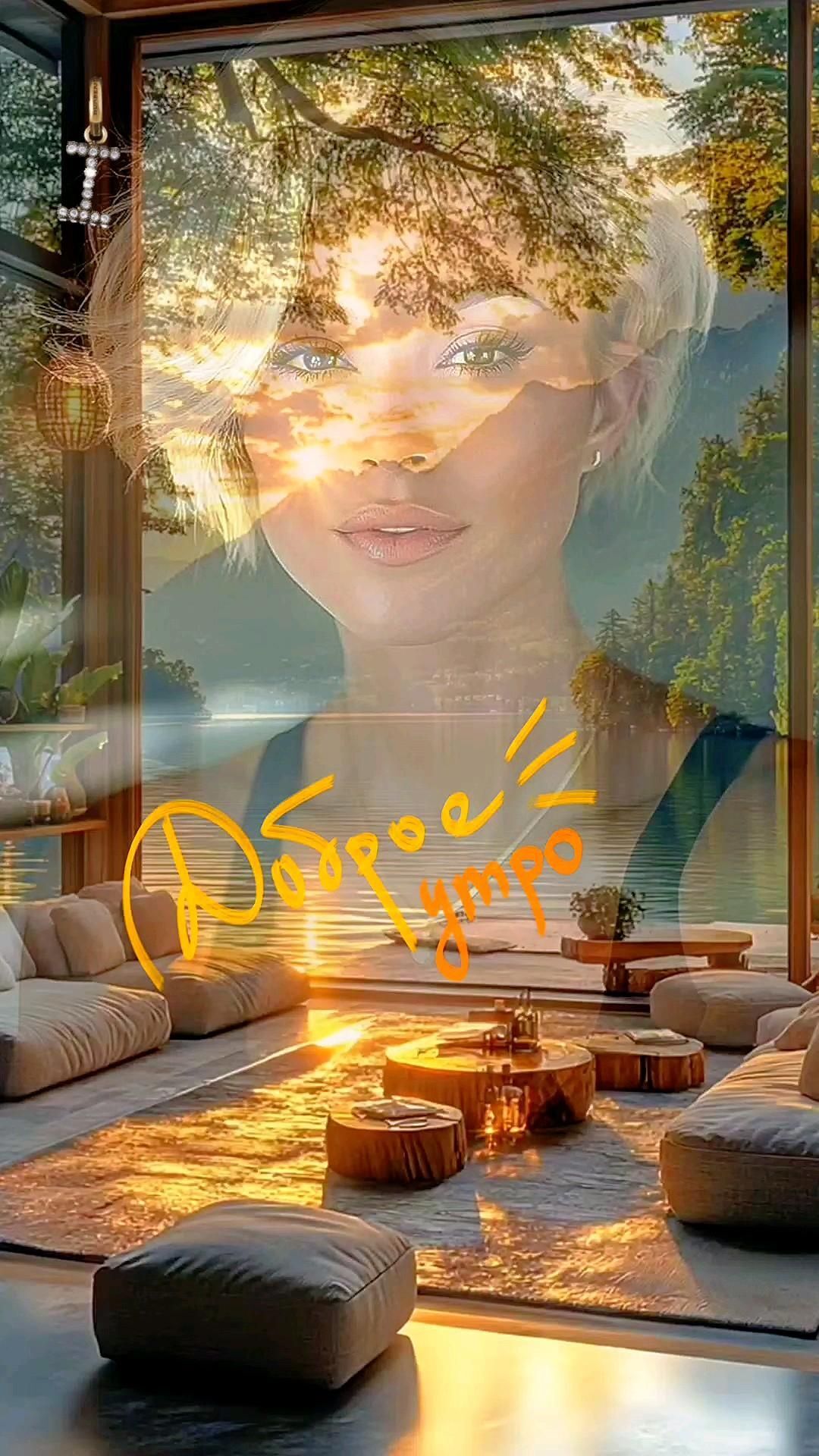Открытка с добрым утром. Доброе утро ☕️ a woman's face is reflected in the window of a living room with large windows Открытка с добрым утром. Доброе утро ☕️ a woman's face is reflected in the window of a living room with large windows