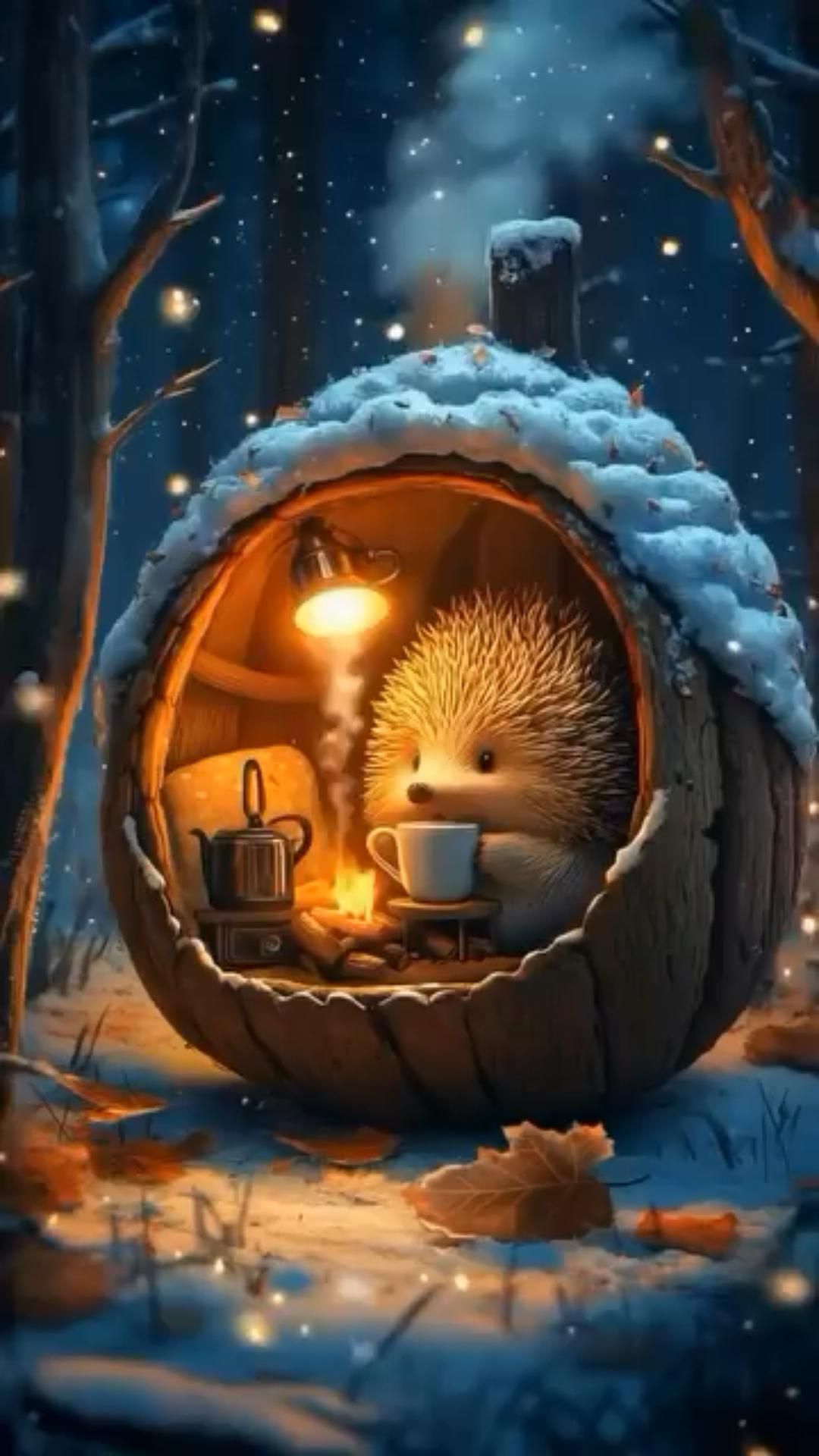 Открытка добрый вечер. an illustration of a hedgehog in a barrel with a tea cup and saucer Открытка добрый вечер. an illustration of a hedgehog in a barrel with a tea cup and saucer
