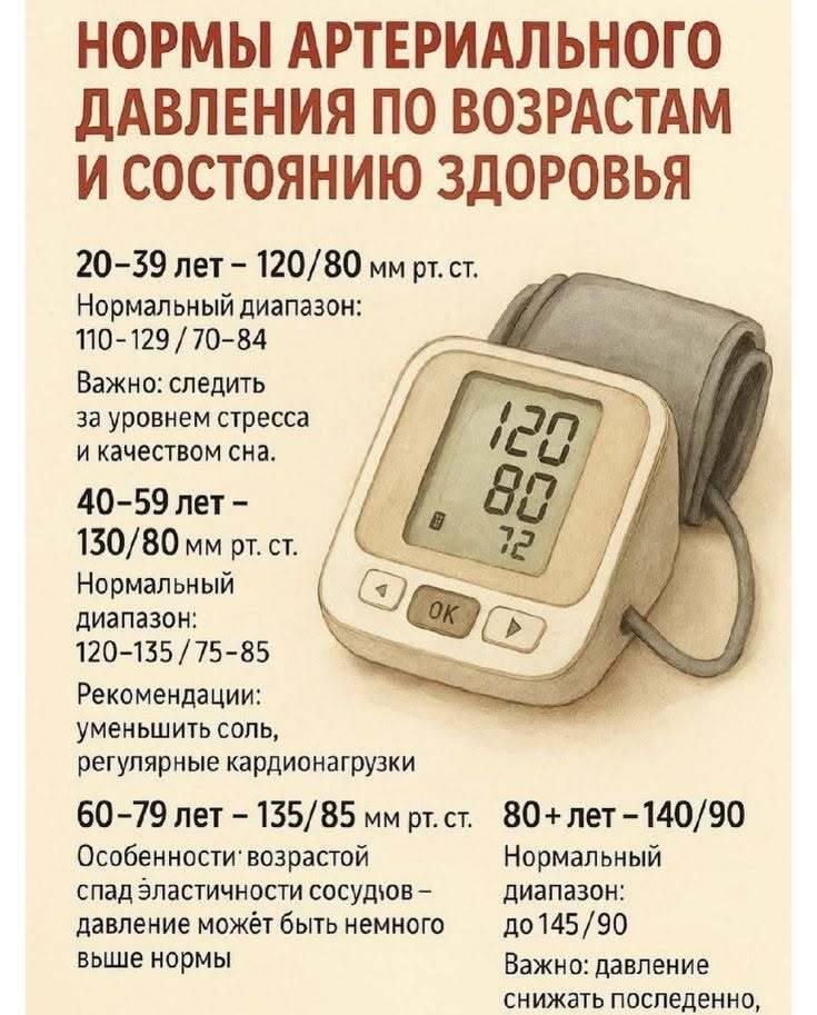 Нормы артериального давления по возрастам и состоянию здоровья.