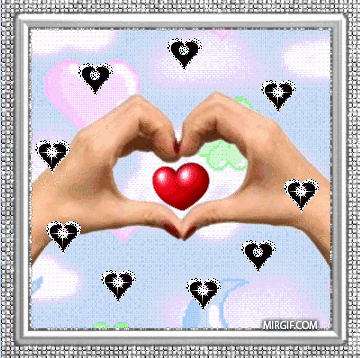 Открытка люблю тебя. two hands making a heart shape with hearts in the middle and on top of them
