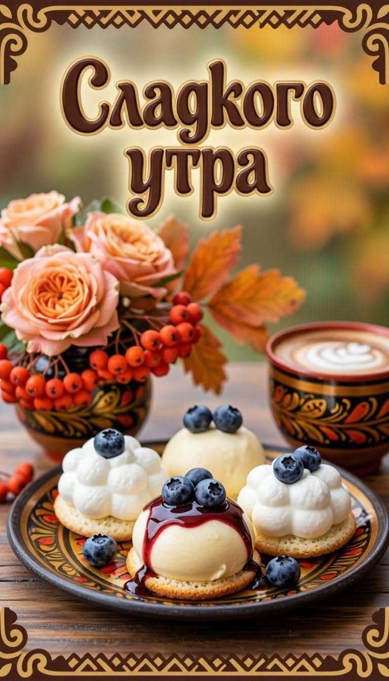 Открытка с добрым утром. Сладкого осеннего утра.