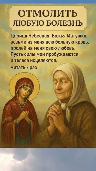 Открытка христианская. Отмолить любую болезнь.