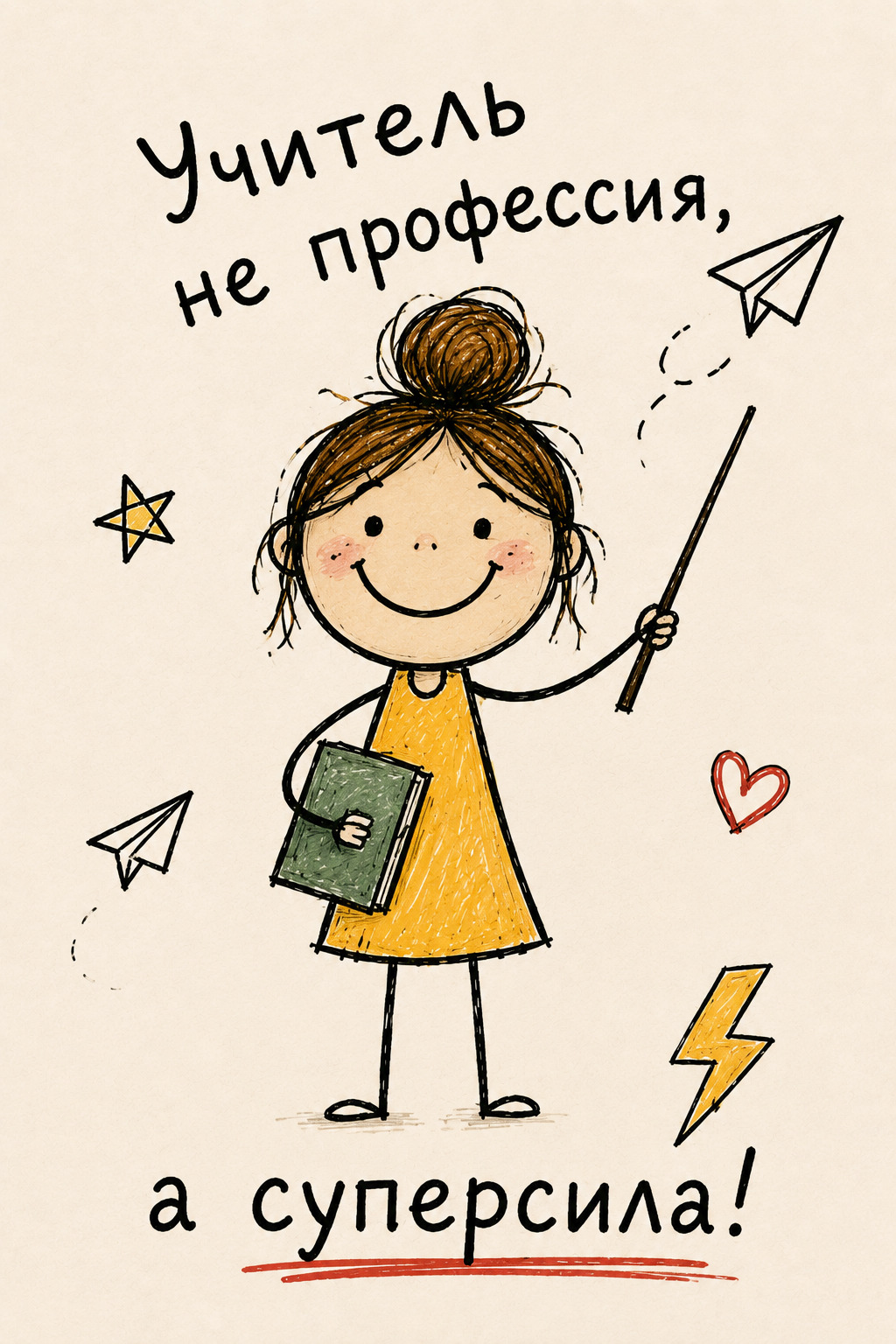 Открытка с днем учителя. Учитель не профессия, а суперсила!