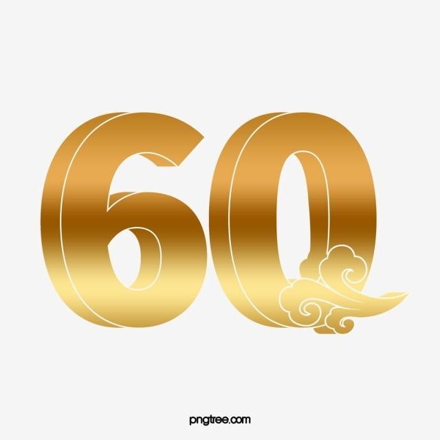 Открытка с днем рождения 60 лет юбилей. the number sixty is made up of gold foil