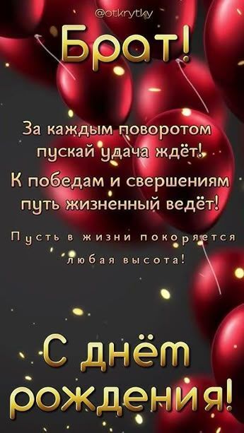 Открытка с днем рождения брату. Шарики, пожелания.