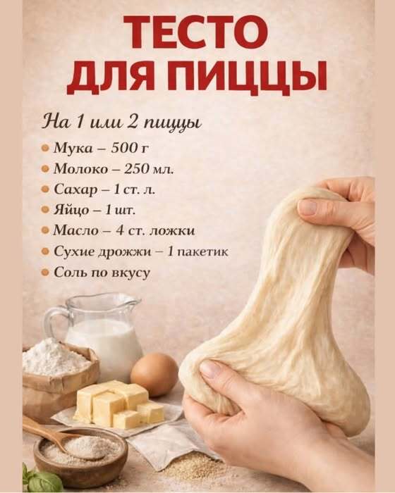 Тесто для пиццы. Рецепт.