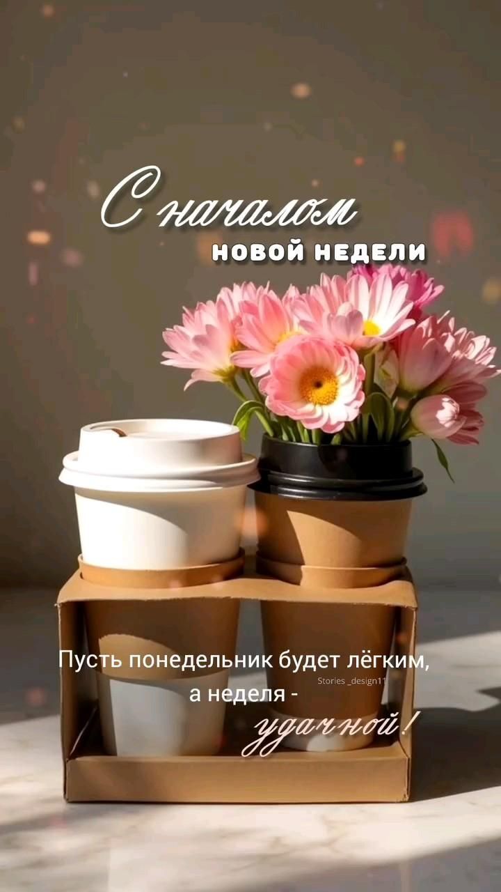 Открытка на понедельник. Позитив two flower pots sitting on top of each other in front of a sign that says congratulations