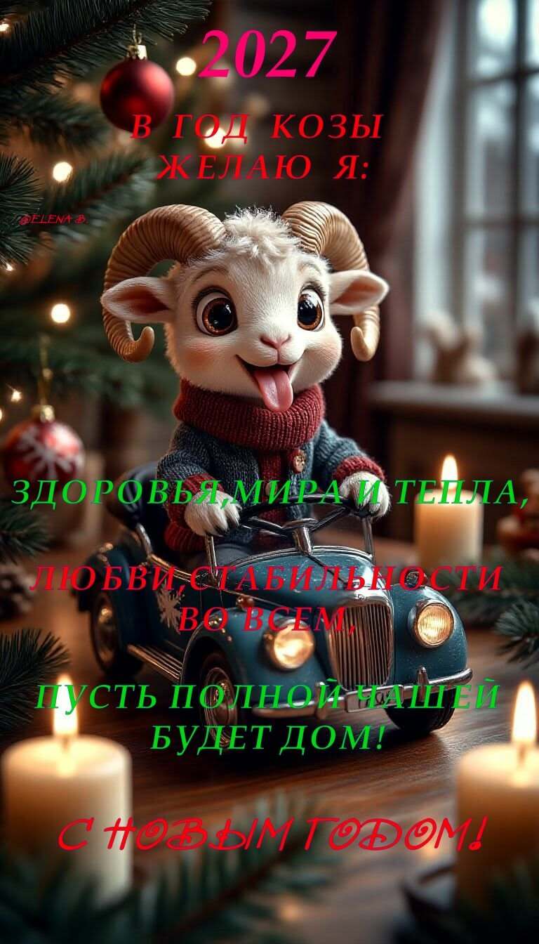 Открытка с Новым годом 2027. #2027год#2027козы#новогодниеоткрытки#милыеоткрыткинановыйгод#милыеновогодниеоткрытки#милыеновогодниеоткрыткиспожеланиями#детскиеновогодниеоткрытки#козанановыйгод#детскиеновогодниеоткрыткирисунок#новыйгодкартинкипоздравления2027#2027годкартинка#годкозыкартинки#открыткакновомугоду#новыйгодкартинки#картинкинагодкозы#открыткинановыйгодкартинки#новогодниеоткрыткинанг#новыйгодкартинкипоздравления#открыткинановыйгодкартинкиспожеланиями#новогодниепожеланияэстетика#открыткинановыйгод2027#милыеоткрыткинановыйгодрисунки#эстетичнаяоткрытканановыйгодраспечатать 2027 год картинка. Открытки на Новый год 2027.🎄🎄 a happy new year greeting card with a cartoon goat driving a car in front of a christmas tree