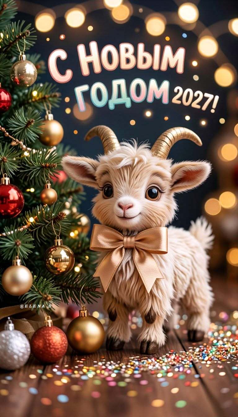 Открытка с Новым годом 2027. #2027год#2027козы#новогодниеоткрытки#милыеоткрыткинановыйгод#милыеновогодниеоткрытки#милыеновогодниеоткрыткиспожеланиями#детскиеновогодниеоткрытки#козанановыйгод#детскиеновогодниеоткрыткирисунок#новыйгодкартинкипоздравления2027#2027годкартинка#годкозыкартинки#открыткакновомугоду#новыйгодкартинки#картинкинагодкозы#открыткинановыйгодкартинки#новогодниеоткрыткинанг#новыйгодкартинкипоздравления#открыткинановыйгодкартинкиспожеланиями#новогодниепожеланияэстетика#открыткинановыйгод2027#милыеоткрыткинановыйгодрисунки#эстетичнаяоткрытканановыйгодраспечатать 2027 год козы. Новогодние открытки.Милые открытки на Новый год.🎄🎅 a small goat wearing a bow tie standing next to a christmas tree with decorations on it